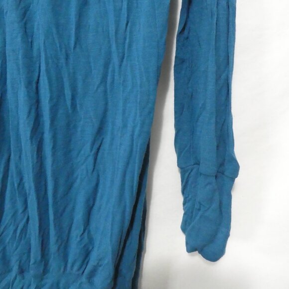 COVET | small | Elegant Blue Cowl Neck Long Sleeve Sweater Dress - Picture 13 of 14